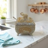 Golden silver-edged elephant-shaped storage box, home storage and organization box, elephant ornament, kitchen condiment storage jar details Picture
